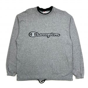 grey champion vintage sweatshirt with embroidered spell out logo