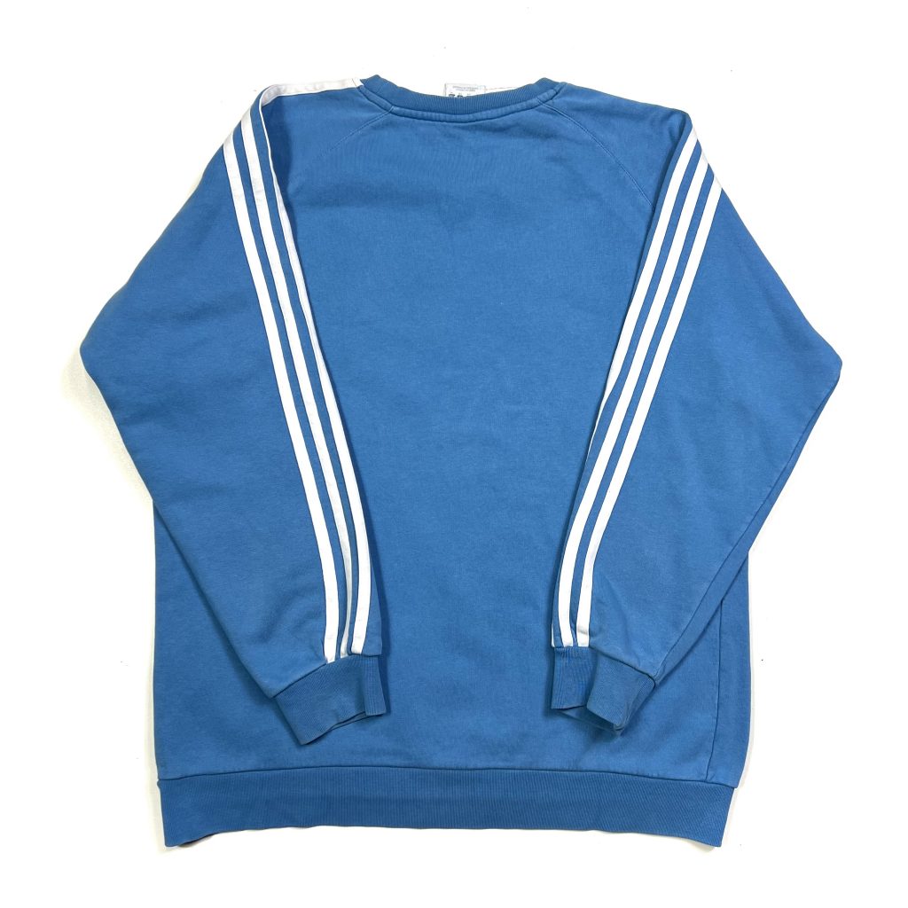 vintage adidas 3-striped sleeves blue sweatshirt with embroidered logo