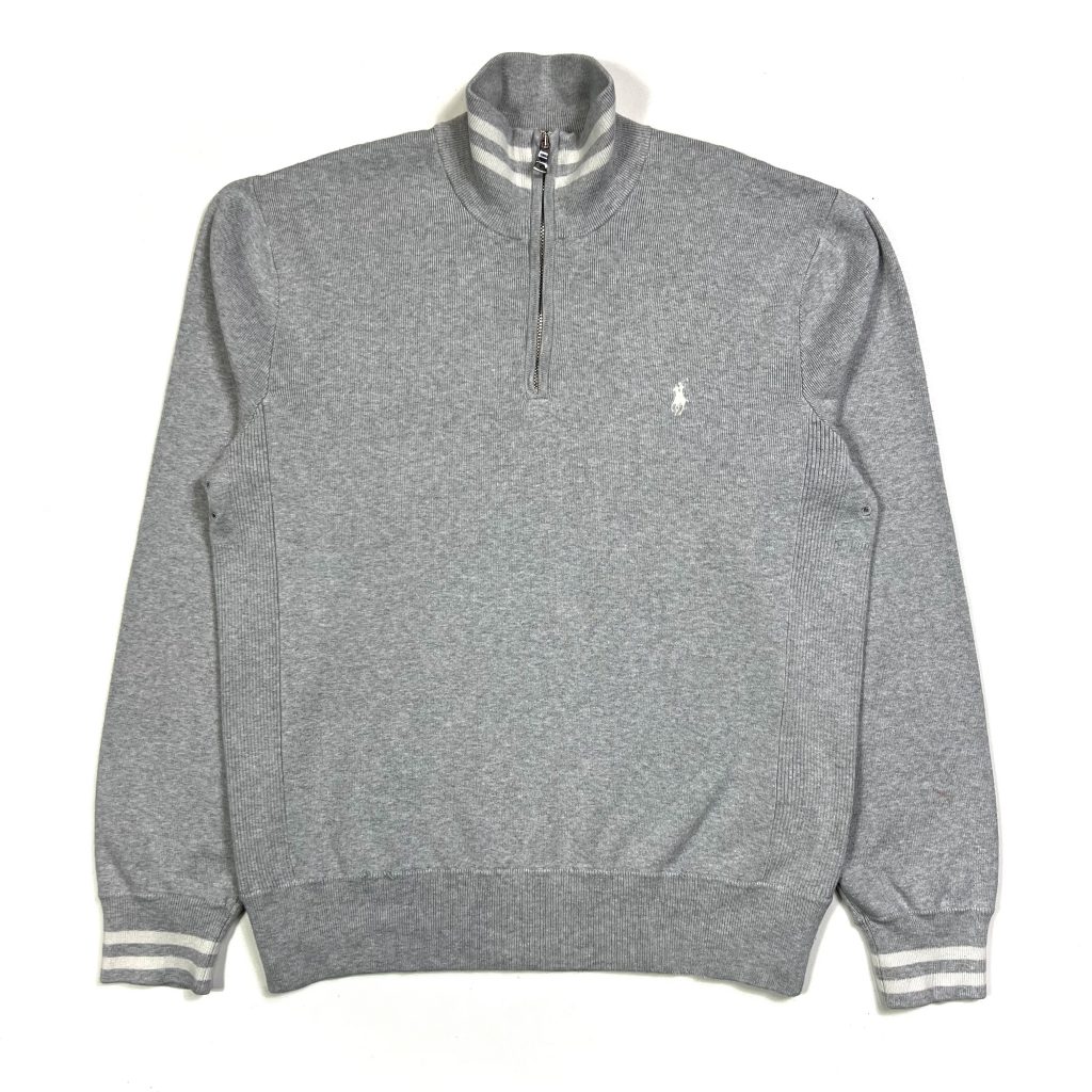 Ralph Lauren Quarter-Zip Sweatshirt - Grey - S - TMC Vintage Clothing