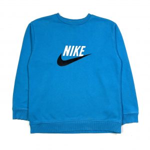 blue nike vintage sweatshirt with felt swoosh tick logo