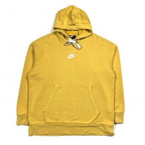 vintage nike yellow embroidered centre logo hoodie