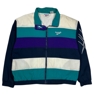reebok blue and white striped vintage track jacket