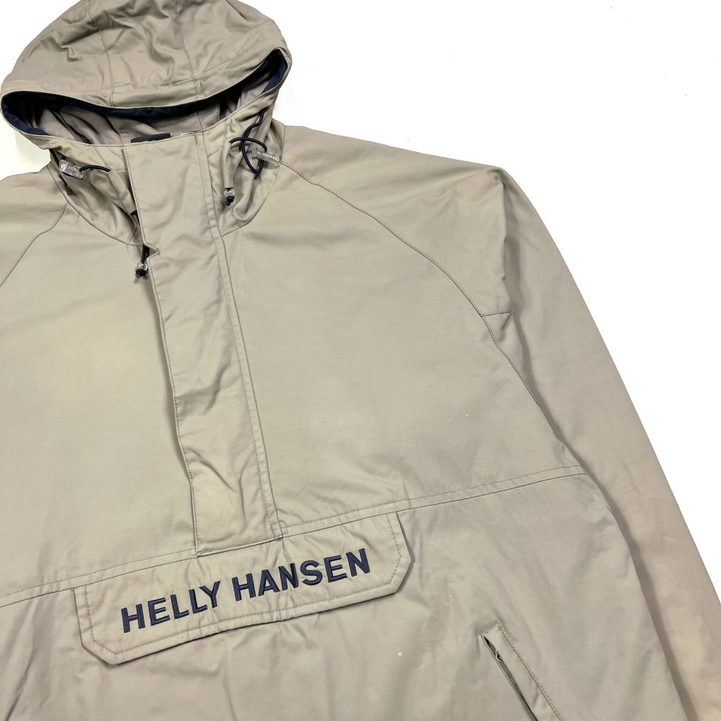 vintage helly hansen beige waterproof hooded jacket