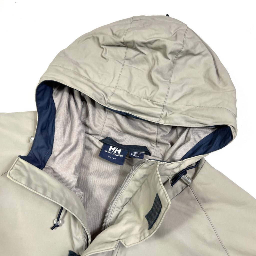 vintage helly hansen beige waterproof hooded jacket