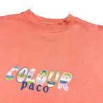vintage usa paco branded coral sweatshirt with embroidered multicoloured logo