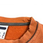 fila reworked vintage sweatshirt half orange half khaki with embroidered logo