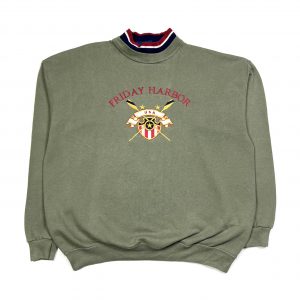 vintage usa embroidered friday harbor green sweatshirt