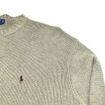 green vintage ralph lauren knit jumper with brown pony logo