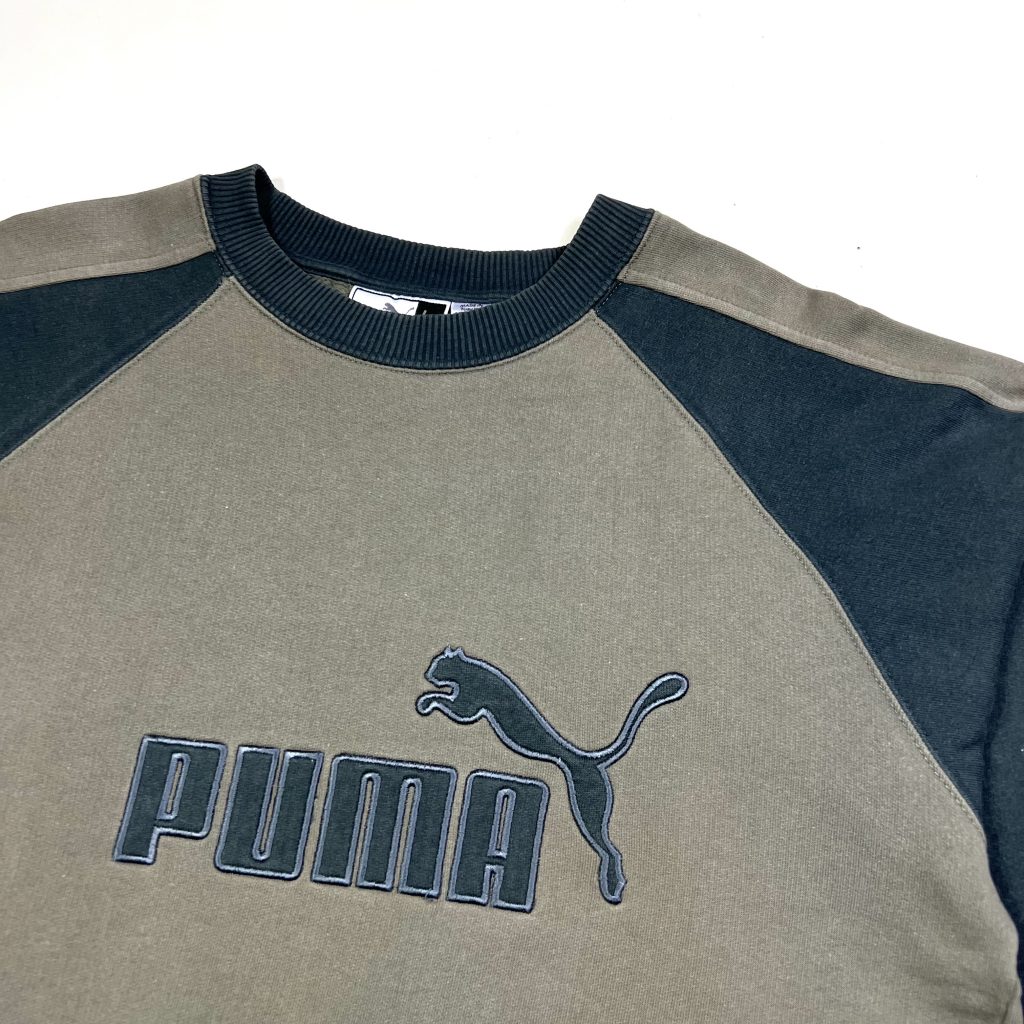 puma grey and khaki embroidered vintage sweatshirt
