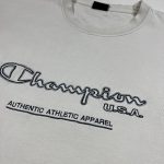 stone coloured usa champion embroidered centre logo vintage sweatshirt