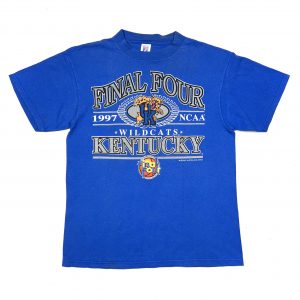 a vintage 90s usa kentucky wildcats basketball blue graphic t-shirt