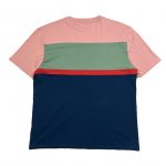 guess navy and pink block colour short sleeve embroidered t-shirt