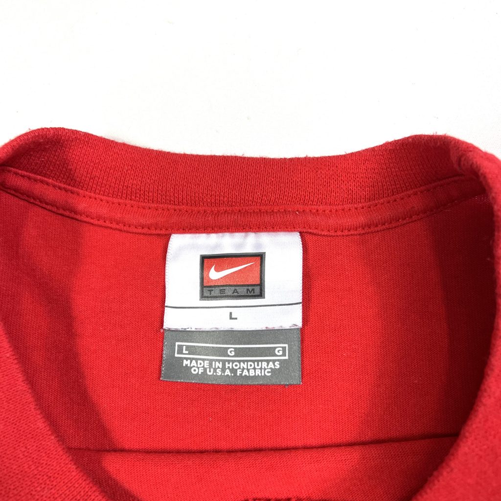a vintage usa nike red short sleeve t-shirt with ‘georgia’ printed the front