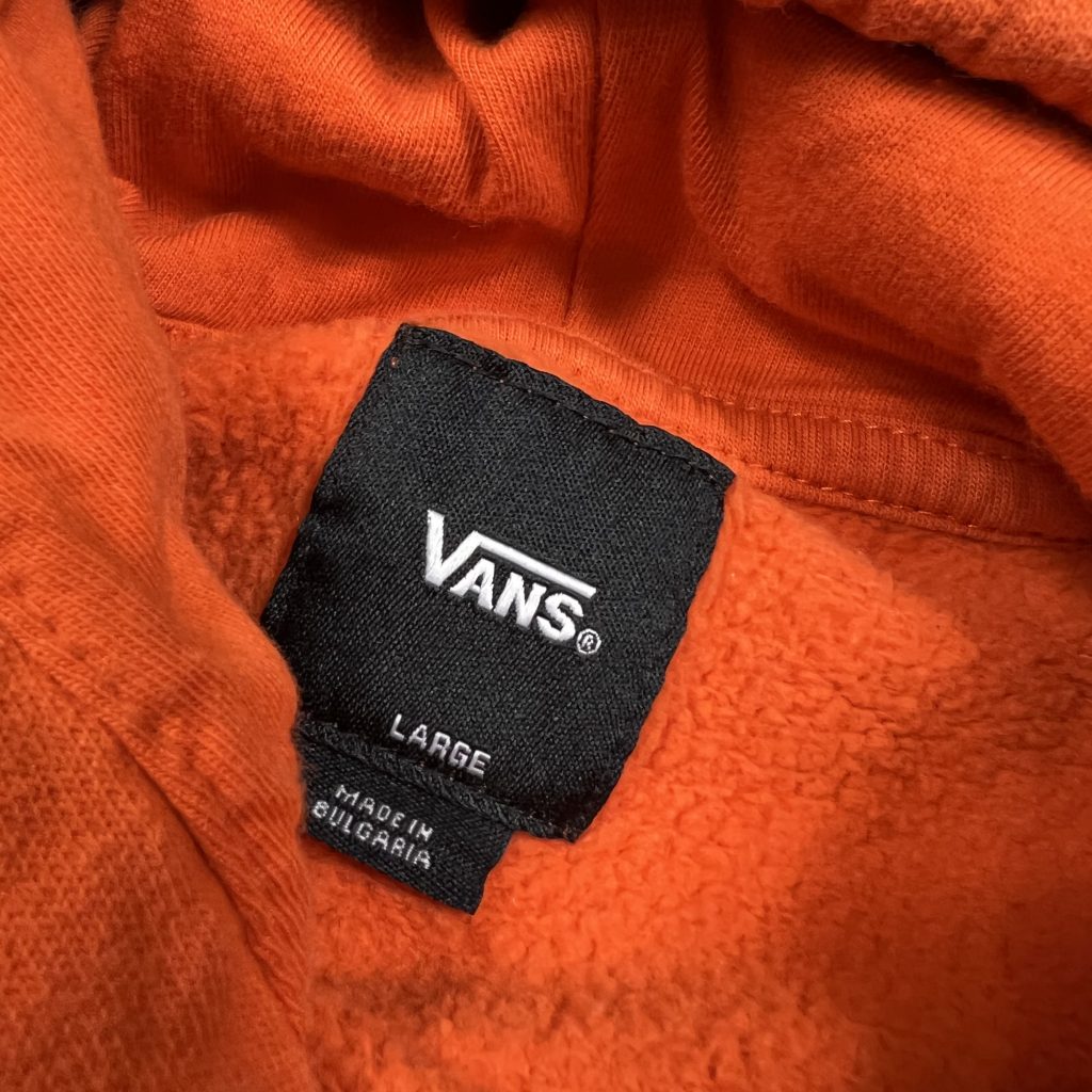 vintage vans embroidered logo orange hoodie