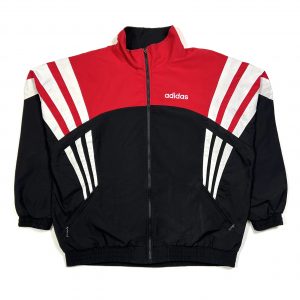 adidas 90s black and red 3-stripes zip-up track jacket