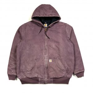 vintage carhartt purple hooded zip-up workwear jacket