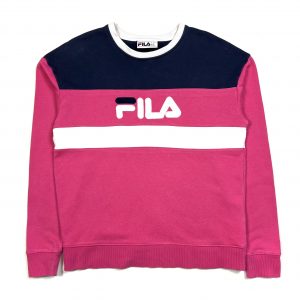 fila bright pink embroidered spell out logo vintage sweatshirt