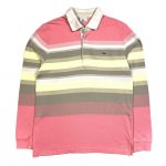 a vintage lacoste branded long sleeved pink polo shirt