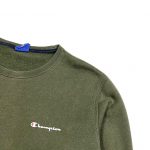 champion khaki vintage essential sweatshirt with scrip logo