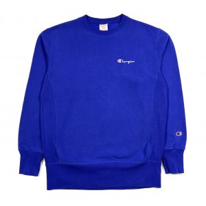 a bright blue vintage champion reverse weave sweatshirt