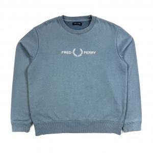 a blue fred perry embroidered sweatshirt