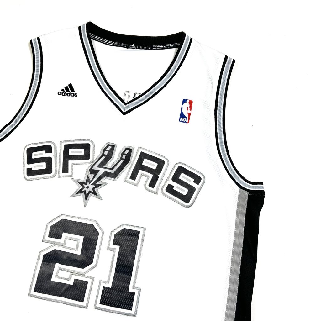 Adidas NBA Spurs white jersey with printed team number 21