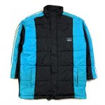 a black and blue adidas longline puffer jacket