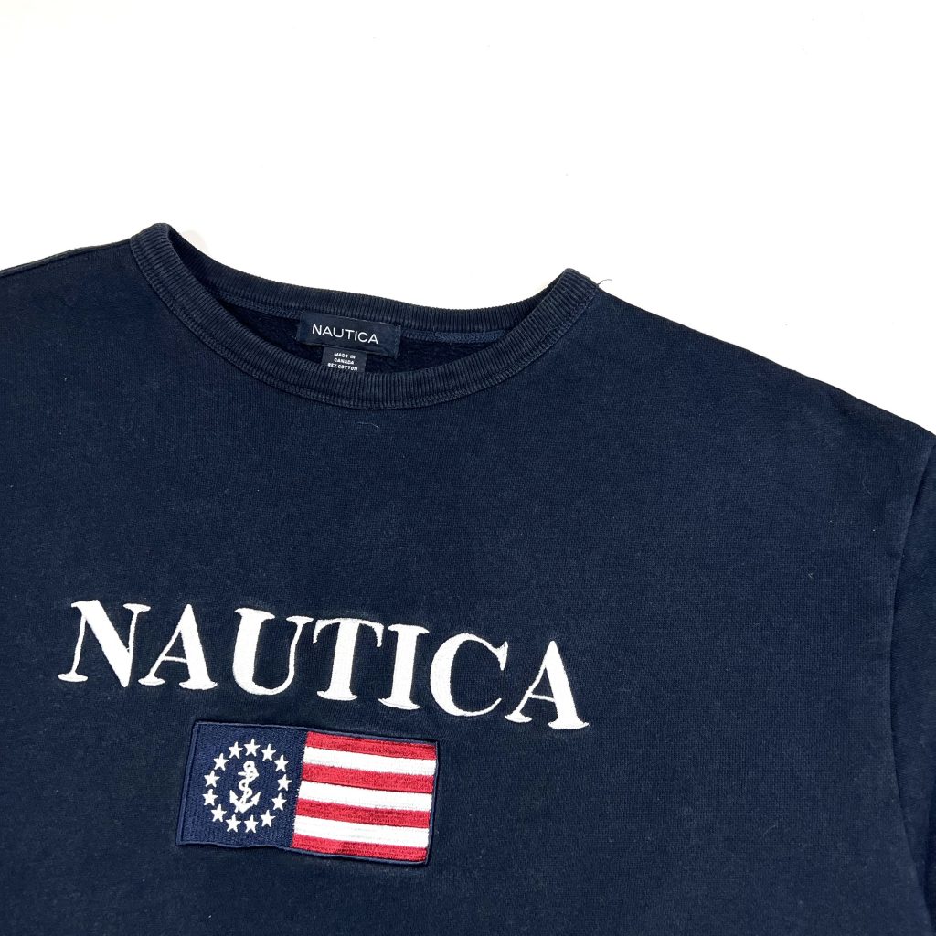 vintage canadian brand nautica navy sweatshirt with embroidered logo