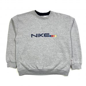 a retro style vintage nike grey embroidered sweatshirt