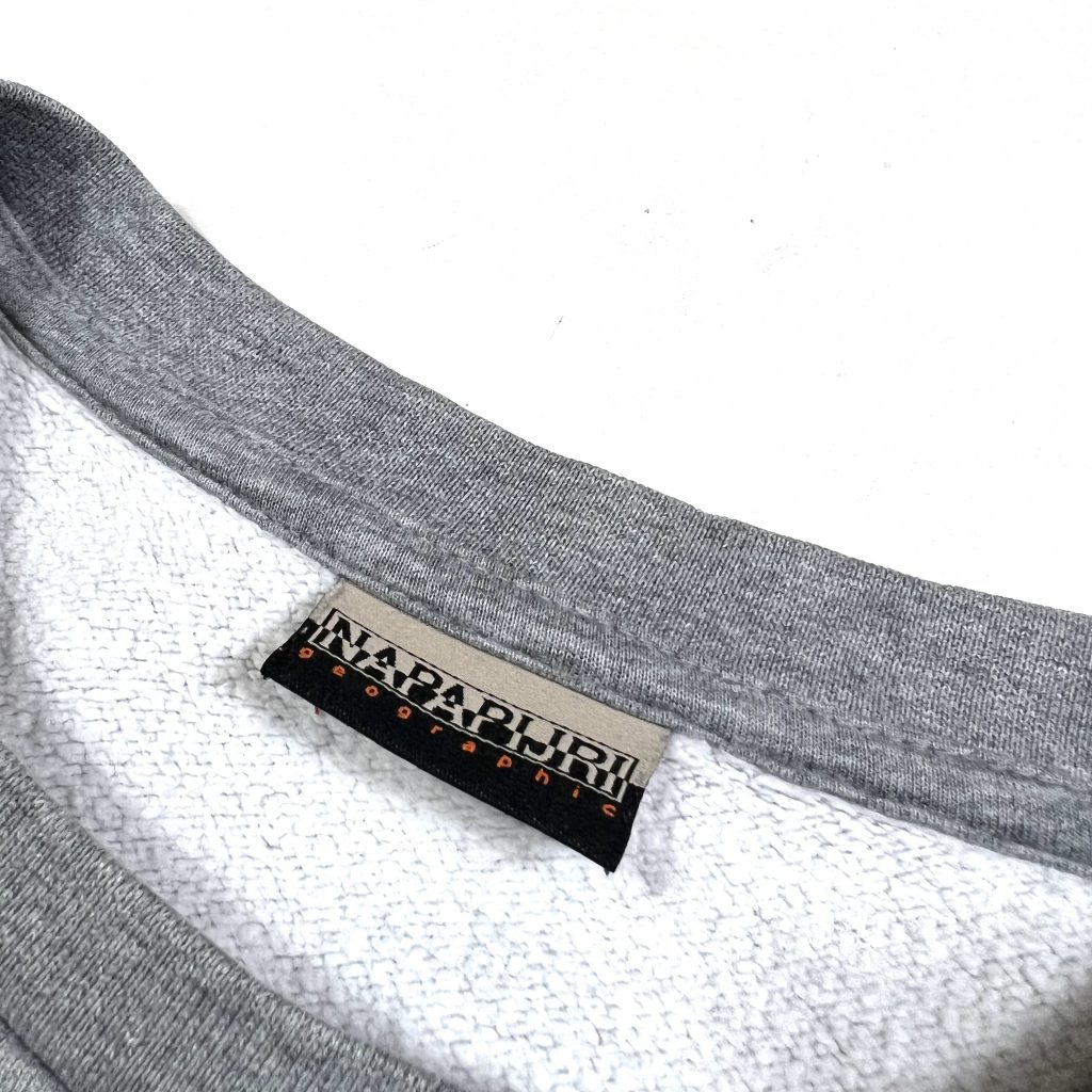 the original napapijri label inside grey sweatshirt