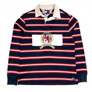 navy striped vintage tommy hilfiger rugby shirt