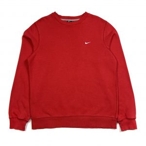 a vintage red nike swoosh logo sweatshirt