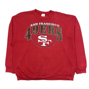 A red printed San Francisco 49ers NFL team sweatshirt