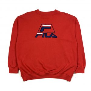 fila red embroidered logo vintage sweatshirt