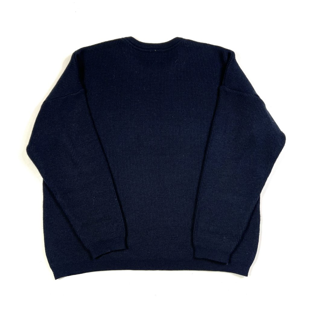 Navy Lacoste knit jumper with embroidered green crocodile logo