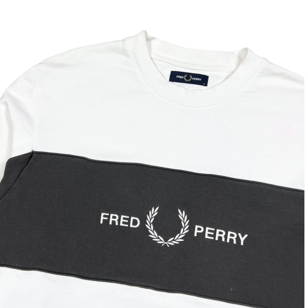 Vintage Fred Perry white sweatshirt with embroidered logo