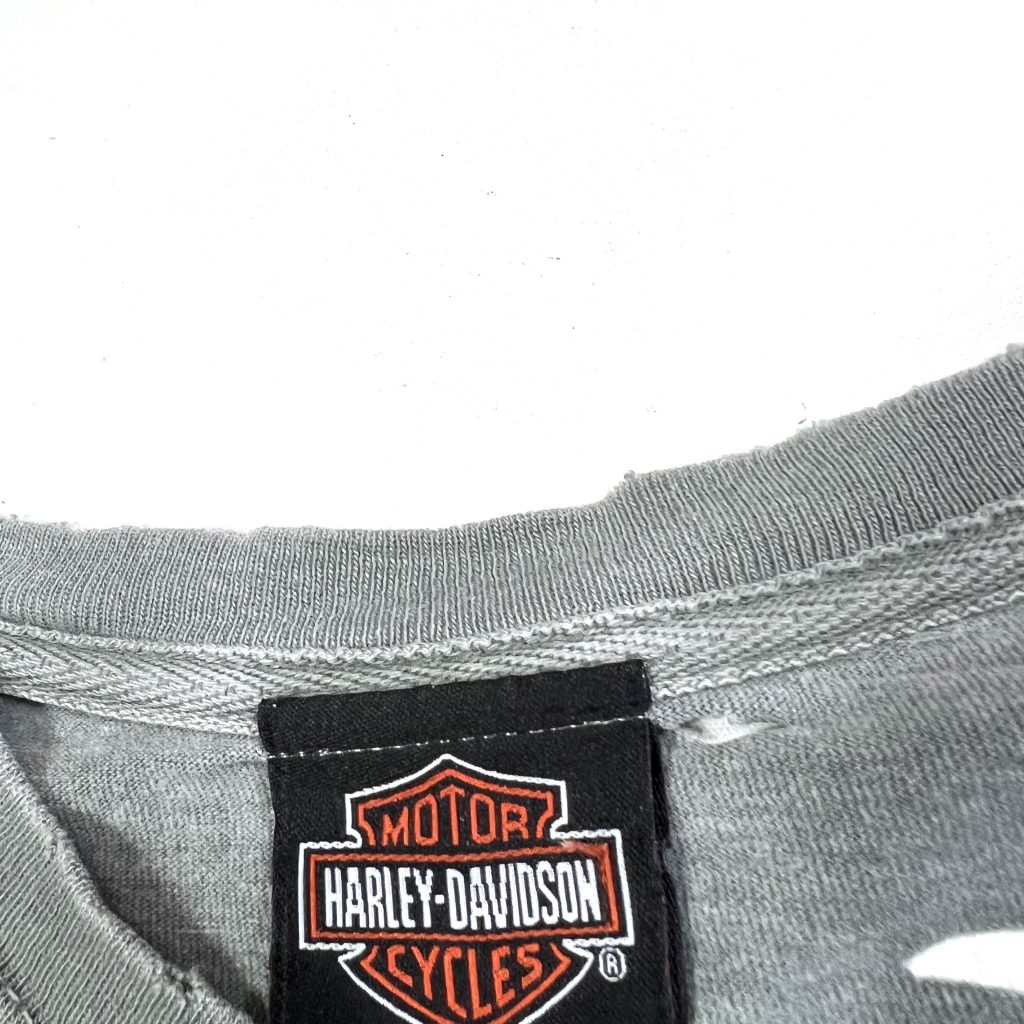 Grey printed Harley-Davidson distressed t-shrit