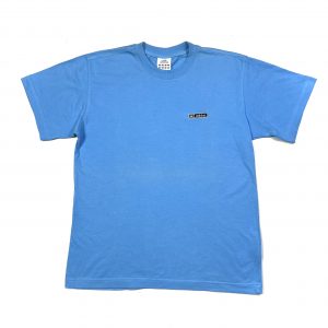 bright blue adidas short sleeve t-shirt with miniature logo