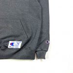 champion grey hoodie with embroidered blue script logo