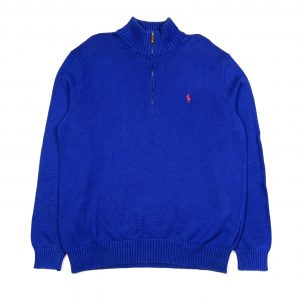 Vintage Ralph Lauren blue knit quarter-zip jumper