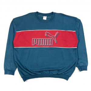 an old vintage 90s puma teal, printed logo sweatshirt
