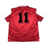adidas red football shirt with number 11 printed on the back
