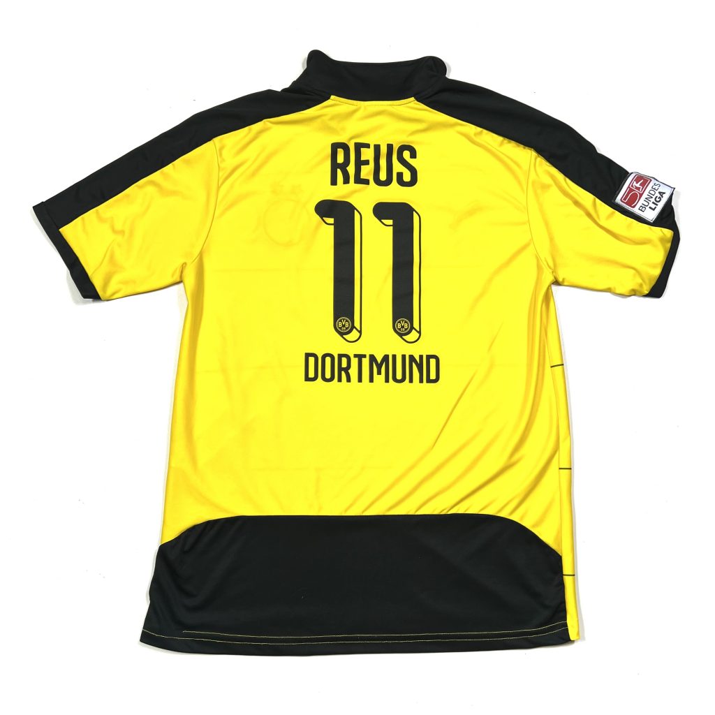 vintage borussia dortmund yellow football shirt with printed number 11