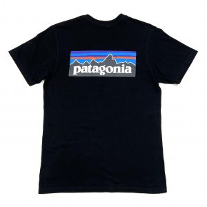 Patagonia black t-shirt with printed logo on the back