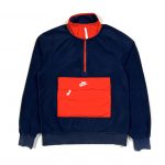 nike navy half-zip fleece with red front zip pocket