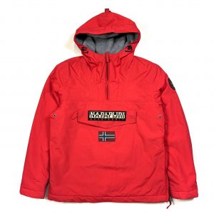 napapijri half zip pull over red hooded jacket