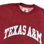 burgundy vintage american sweatshirt with embroidered “Texas A&M” on the front