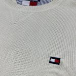 tommy hilfiger cream vintage thick knit jumper with small embroidered logo