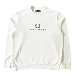 fred perry embroidered laurel wreath white sweatshirt