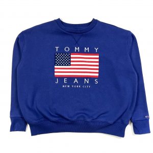 vintage tommy hilfiger embroidered american flag blue sweatshirt